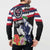 Honolulu Running Race Button Sweatshirt Hawaii Marathon Kakau Art with Hibiscus and National Flag Style