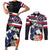 Honolulu Running Race Couples Matching Short Sleeve Bodycon Dress and Long Sleeve Button Shirt Hawaii Marathon Kakau Art with Hibiscus and National Flag Style