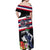 Honolulu Running Race Off Shoulder Maxi Dress Hawaii Marathon Kakau Art with Hibiscus and National Flag Style