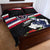 Honolulu Running Race Quilt Bed Set Hawaii Marathon Kakau Art with Hibiscus and National Flag Style