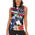 Honolulu Running Race Women Sleeveless Polo Shirt Hawaii Marathon Kakau Art with Hibiscus and National Flag Style