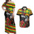 Kanaka Maoli Ikaika Warrior Couples Matching Off Shoulder Maxi Dress and Hawaiian Shirt Hibiscus Kakau Art and Tapa Tribal Pattern