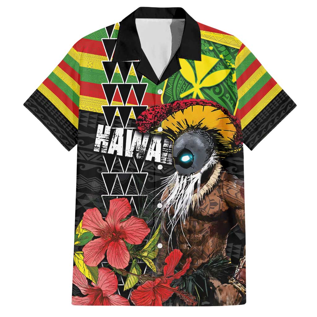 Kanaka Maoli Ikaika Warrior Hawaiian Shirt Hibiscus Kakau Art and Tapa Tribal Pattern LT03 Black - Polynesian Pride