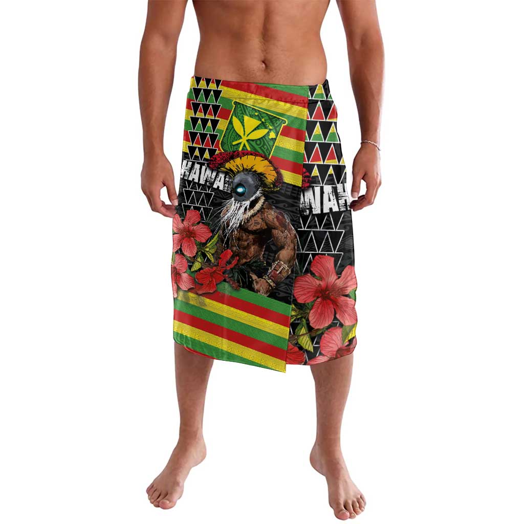 Kanaka Maoli Ikaika Warrior Lavalava Hibiscus Kakau Art and Tapa Tribal Pattern