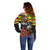 Kanaka Maoli Ikaika Warrior Off Shoulder Sweater Hibiscus Kakau Art and Tapa Tribal Pattern