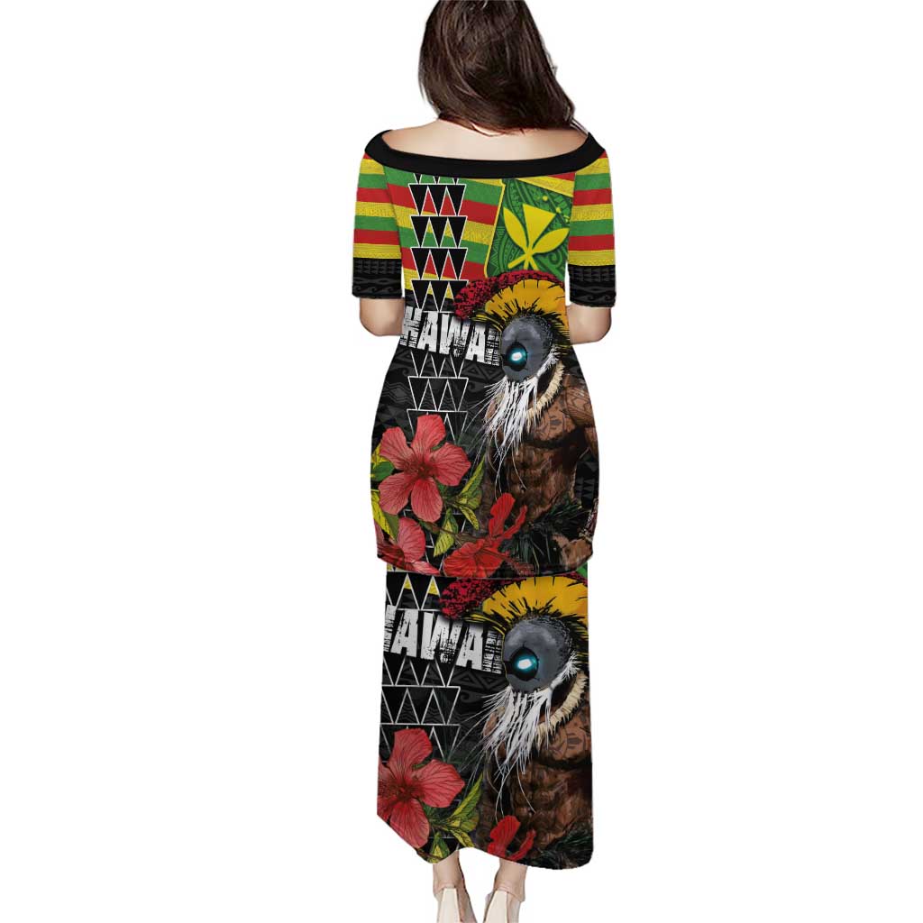 Kanaka Maoli Ikaika Warrior Puletasi Hibiscus Kakau Art and Tapa Tribal Pattern LT03 - Polynesian Pride
