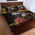 Kanaka Maoli Ikaika Warrior Quilt Bed Set Hibiscus Kakau Art and Tapa Tribal Pattern