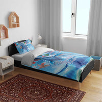 Hawaiian Waves Whale Bedding Set Kakau Art and Tropical Red Hibiscus Flowers LT03 - Polynesian Pride