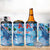 Hawaiian Waves Whale 4 in 1 Can Cooler Tumbler Kakau Art and Tropical Red Hibiscus Flowers