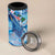 Hawaiian Waves Whale 4 in 1 Can Cooler Tumbler Kakau Art and Tropical Red Hibiscus Flowers