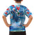 Hawaiian Waves Whale Family Matching Short Sleeve Bodycon Dress and Hawaiian Shirt Kakau Art and Tropical Red Hibiscus Flowers