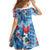 Hawaiian Waves Whale Family Matching Summer Maxi Dress and Hawaiian Shirt Kakau Art and Tropical Red Hibiscus Flowers