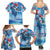 Hawaiian Waves Whale Family Matching Summer Maxi Dress and Hawaiian Shirt Kakau Art and Tropical Red Hibiscus Flowers