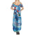 Hawaiian Waves Whale Family Matching Summer Maxi Dress and Hawaiian Shirt Kakau Art and Tropical Red Hibiscus Flowers