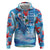 Hawaiian Waves Whale Hoodie Kakau Art and Tropical Red Hibiscus Flowers