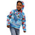 Hawaiian Waves Whale Kid Hoodie Kakau Art and Tropical Red Hibiscus Flowers