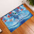 Hawaiian Waves Whale Rubber Doormat Kakau Art and Tropical Red Hibiscus Flowers