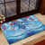 Hawaiian Waves Whale Rubber Doormat Kakau Art and Tropical Red Hibiscus Flowers