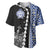 Fiji Queen Victoria School Baseball Jersey Tapa and Polynesian Tribal Pattern Half Style LT03 Black - Polynesian Pride