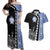 Fiji Queen Victoria School Couples Matching Off Shoulder Maxi Dress and Hawaiian Shirt Tapa and Polynesian Tribal Pattern Half Style LT03 Black - Polynesian Pride