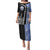 Fiji Queen Victoria School Puletasi Tapa and Polynesian Tribal Pattern Half Style LT03 Long Dress Black - Polynesian Pride