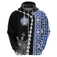 Fiji Queen Victoria School Zip Hoodie Tapa and Polynesian Tribal Pattern Half Style LT03 - Polynesian Pride