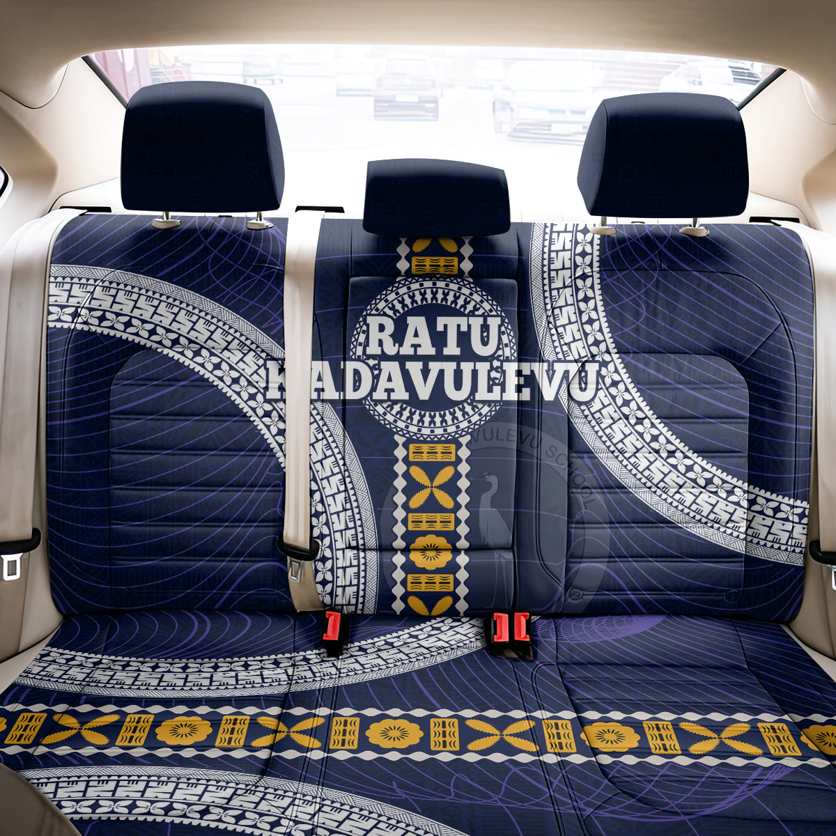 Fiji Ratu Kadavulevu School Back Car Seat Cover Tapa and Polynesian Tribal Pattern LT03 - Polynesian Pride