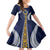 Fiji Ratu Kadavulevu School Family Matching Long Sleeve Bodycon Dress and Hawaiian Shirt Tapa and Polynesian Tribal Pattern LT03 Daughter's Dress Blue - Polynesian Pride