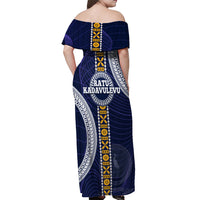 Fiji Ratu Kadavulevu School Off Shoulder Maxi Dress Tapa and Polynesian Tribal Pattern LT03 - Polynesian Pride