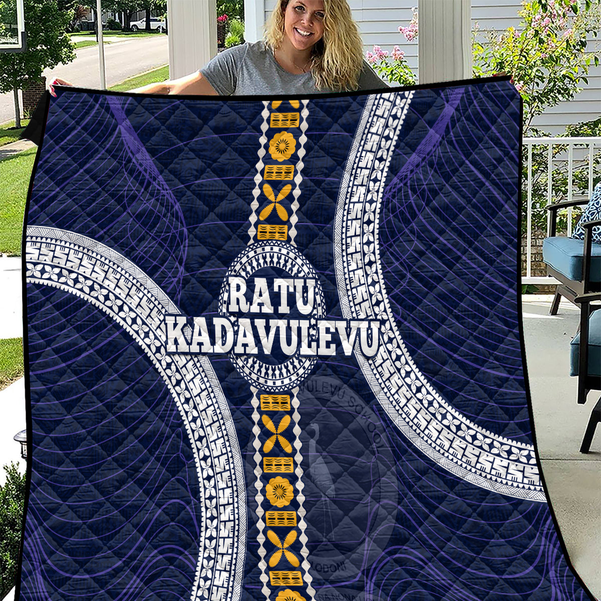 Fiji Ratu Kadavulevu School Quilt Tapa and Polynesian Tribal Pattern LT03 Blue - Polynesian Pride