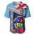 Fiji Lelean Memorial School Baseball Jersey Tapa and Polynesian Tribal Pattern LT03 Blue - Polynesian Pride