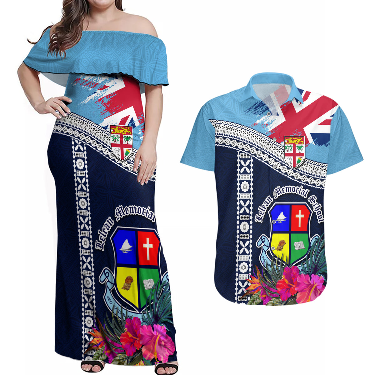 Fiji Lelean Memorial School Couples Matching Off Shoulder Maxi Dress ...