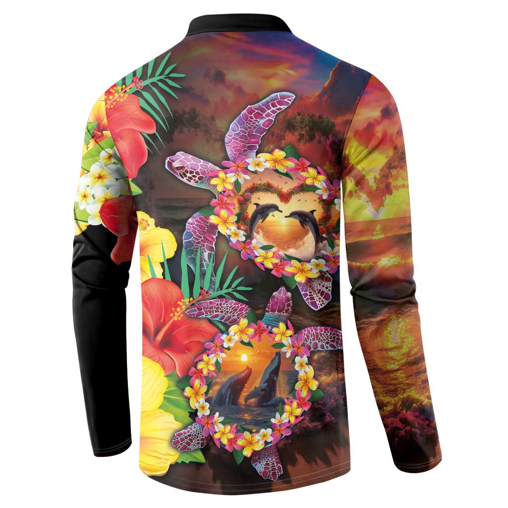 Hawaiian Sea Animals Love Couple Button Sweatshirt Aloha Sunset Symphony LT03 - Polynesian Pride