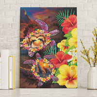 Hawaiian Sea Animals Love Couple Canvas Wall Art Aloha Sunset Symphony LT03 Without Frame Black - Polynesian Pride
