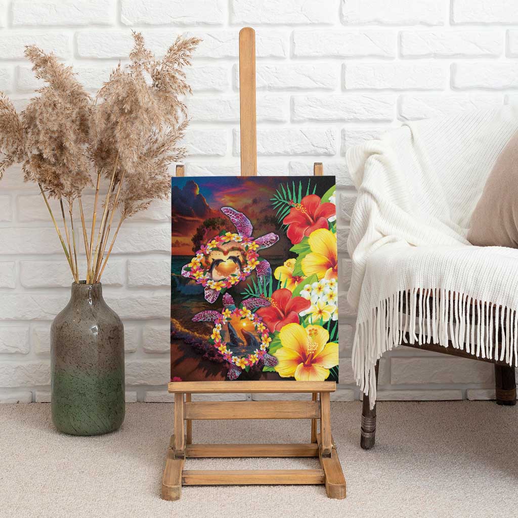 Hawaiian Sea Animals Love Couple Canvas Wall Art Aloha Sunset Symphony LT03 - Polynesian Pride