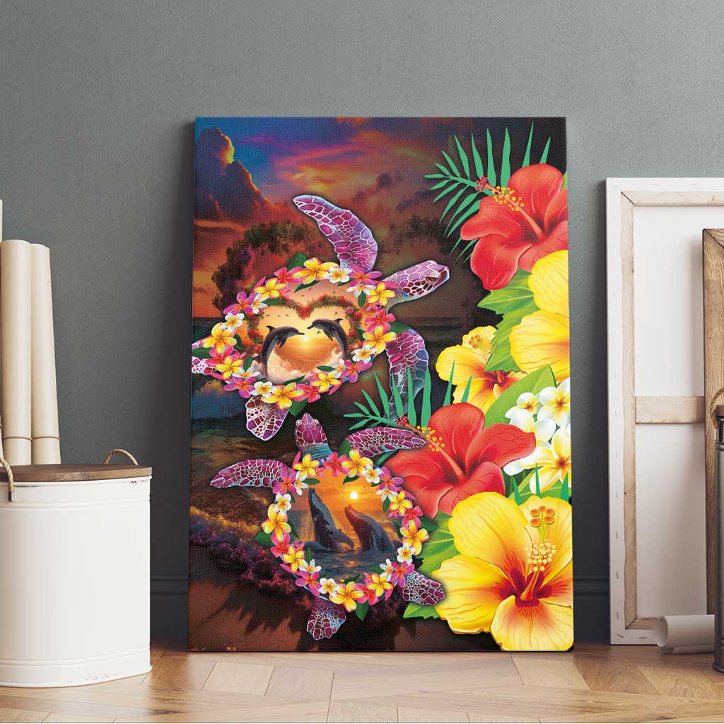 Hawaiian Sea Animals Love Couple Canvas Wall Art Aloha Sunset Symphony LT03 - Polynesian Pride
