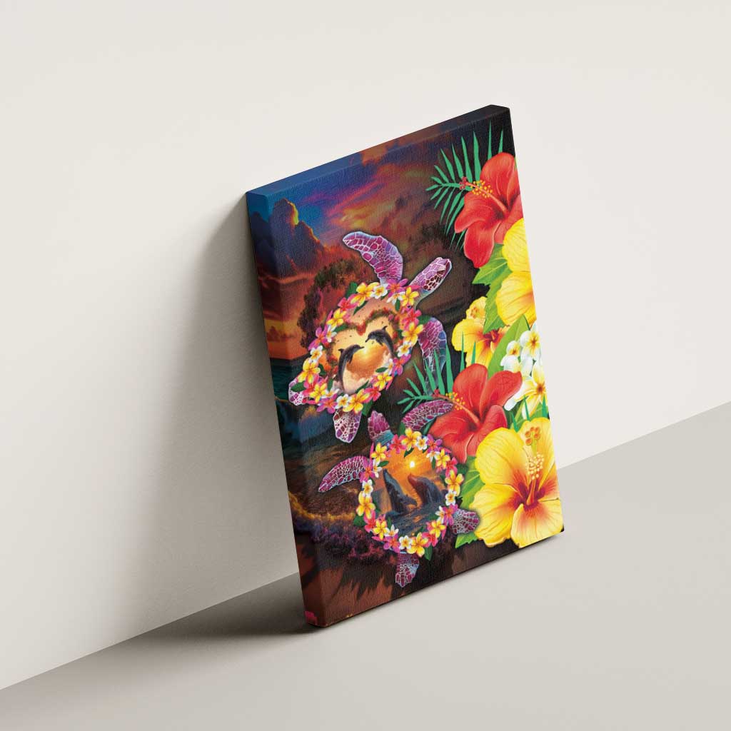 Hawaiian Sea Animals Love Couple Canvas Wall Art Aloha Sunset Symphony LT03 - Polynesian Pride