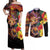 Hawaiian Sea Animals Love Couple Couples Matching Off Shoulder Maxi Dress and Long Sleeve Button Shirt Aloha Sunset Symphony