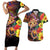 Hawaiian Sea Animals Love Couple Couples Matching Short Sleeve Bodycon Dress and Hawaiian Shirt Aloha Sunset Symphony