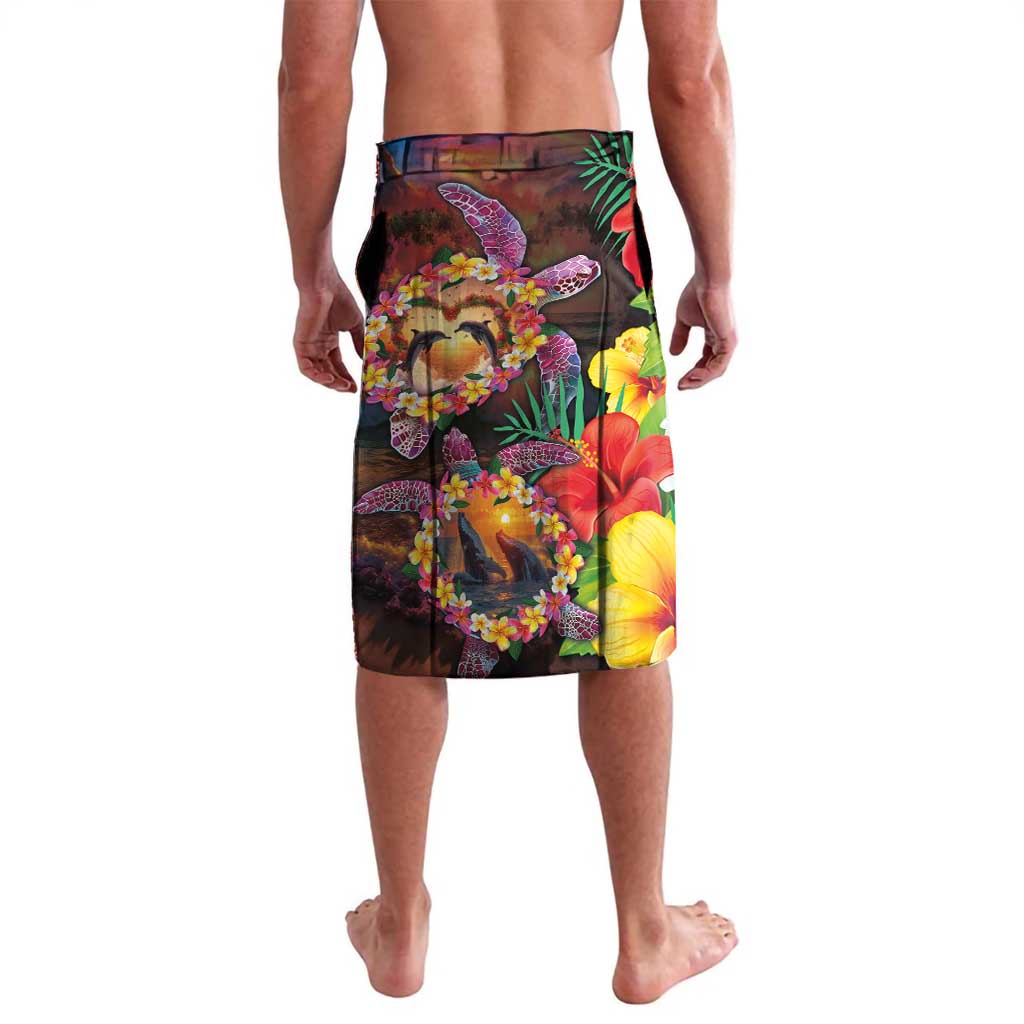Hawaiian Sea Animals Love Couple Lavalava Aloha Sunset Symphony LT03 - Polynesian Pride