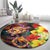 Hawaiian Sea Animals Love Couple Round Carpet Aloha Sunset Symphony