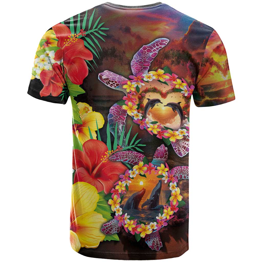 Hawaiian Sea Animals Love Couple T Shirt Aloha Sunset Symphony LT03 - Polynesian Pride