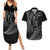 New Zealand Valentine's Day Couples Matching Summer Maxi Dress and Hawaiian Shirt Silver Fern and Line Art Love Couple