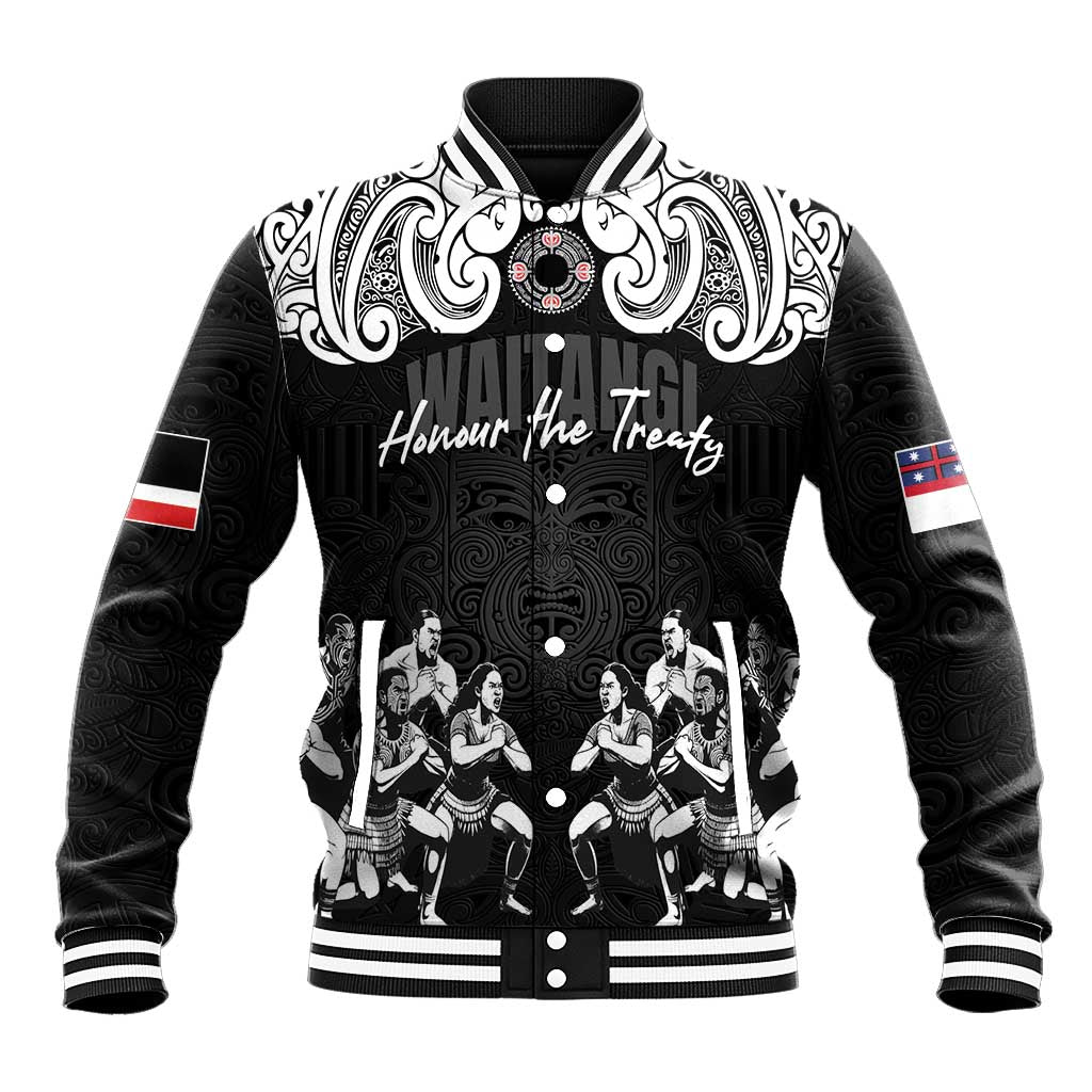 Aotearoa Waitangi Day - Toitu Te Tiriti Baseball Jacket New Zealand Honour the Treaty LT03 Unisex Black - Polynesian Pride