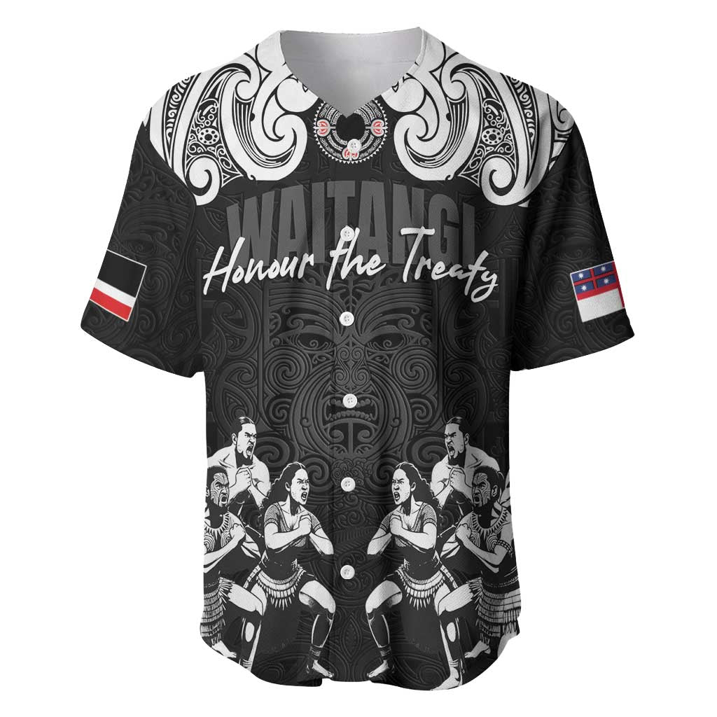 Aotearoa Waitangi Day - Toitu Te Tiriti Baseball Jersey New Zealand Honour the Treaty LT03 Black - Polynesian Pride
