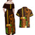 Hawaii Tiki Mask Cocktail Couples Matching Off Shoulder Maxi Dress and Hawaiian Shirt Kakau Tattoo LT03 - Polynesian Pride