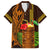 Hawaii Tiki Mask Cocktail Family Matching Off Shoulder Maxi Dress and Hawaiian Shirt Kakau Tattoo LT03 Dad's Shirt - Short Sleeve Brown - Polynesian Pride