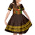 Hawaii Tiki Mask Cocktail Family Matching Off Shoulder Short Dress and Hawaiian Shirt Kakau Tattoo LT03 Daughter's Dress Brown - Polynesian Pride