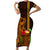 Hawaii Tiki Mask Cocktail Family Matching Short Sleeve Bodycon Dress and Hawaiian Shirt Kakau Tattoo LT03 Mom's Dress Brown - Polynesian Pride