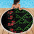 Hawaiian Green Kakau Art Tattoo-Ohia Lehua and Taro Leaves Beach Blanket